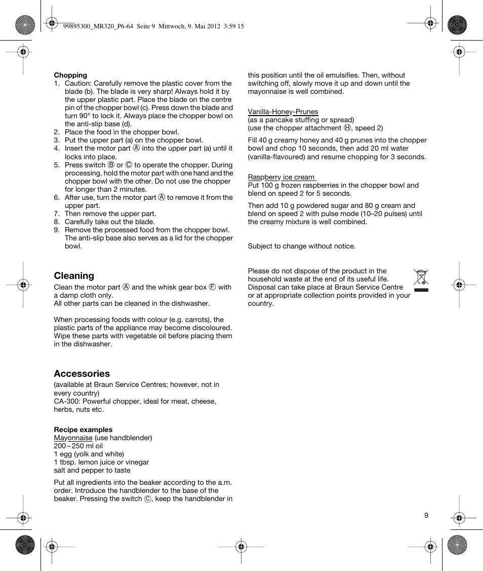 Braun Multiquick 3 MR 320 User Manual | Page 8 / 61
