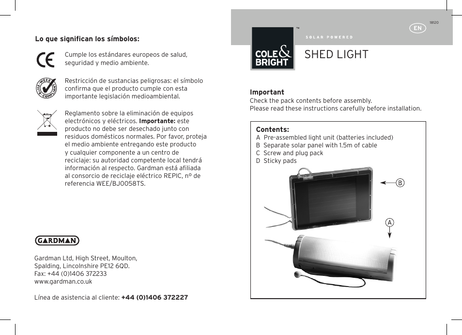 Gardman Shed Light User Manual | 12 pages