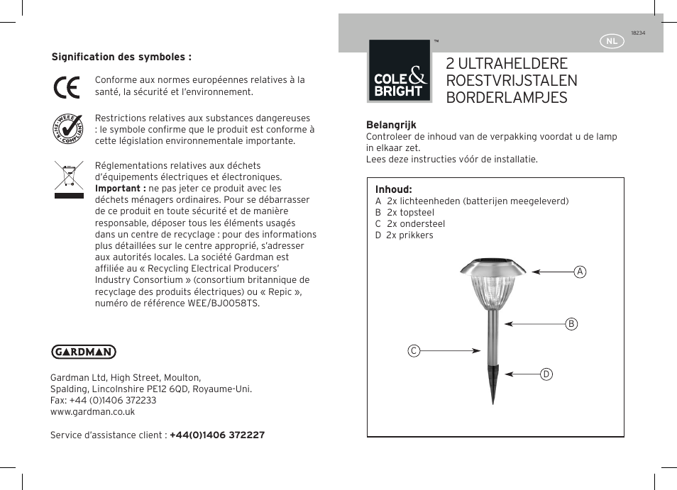 2 ultraheldere roestvrijstalen borderlampjes | Gardman 2 Ultra Bright Stainless Steel Border Light User Manual | Page 7 / 12