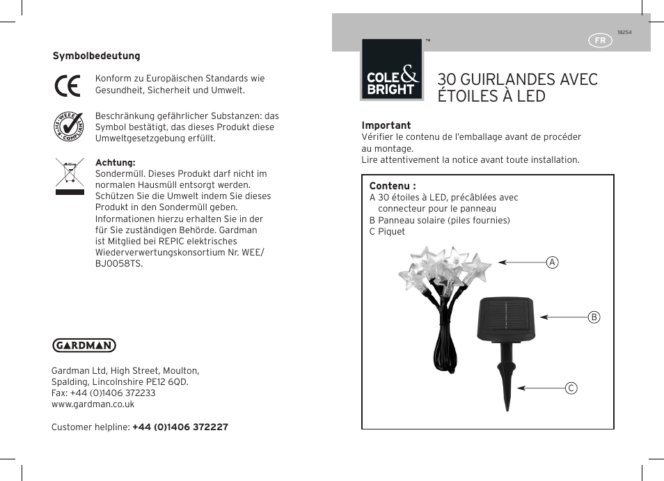 30 guirlandes avec étoiles à led | Gardman 30 LED Star String Lights User Manual | Page 5 / 12