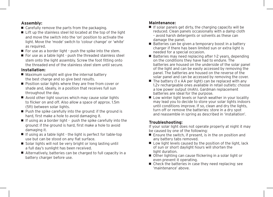 Gardman 2 Filigree Tower Light User Manual | Page 2 / 12