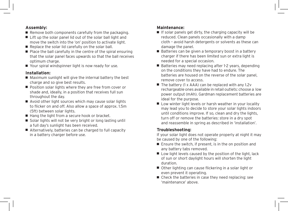 Gardman Spiral Wind Spinner Light User Manual | Page 2 / 12