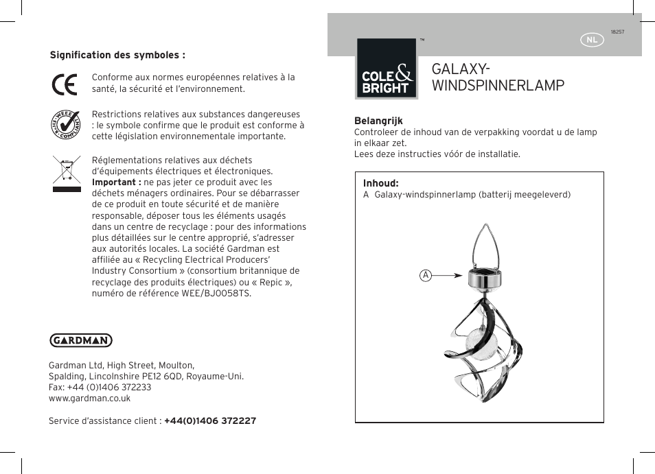 Galaxy- windspinnerlamp | Gardman Galaxy Wind Spinner User Manual | Page 7 / 12