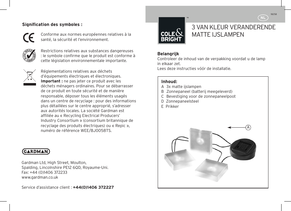 3 van kleur veranderende matte ijslampen | Gardman Frosted Ice color changing User Manual | Page 7 / 12