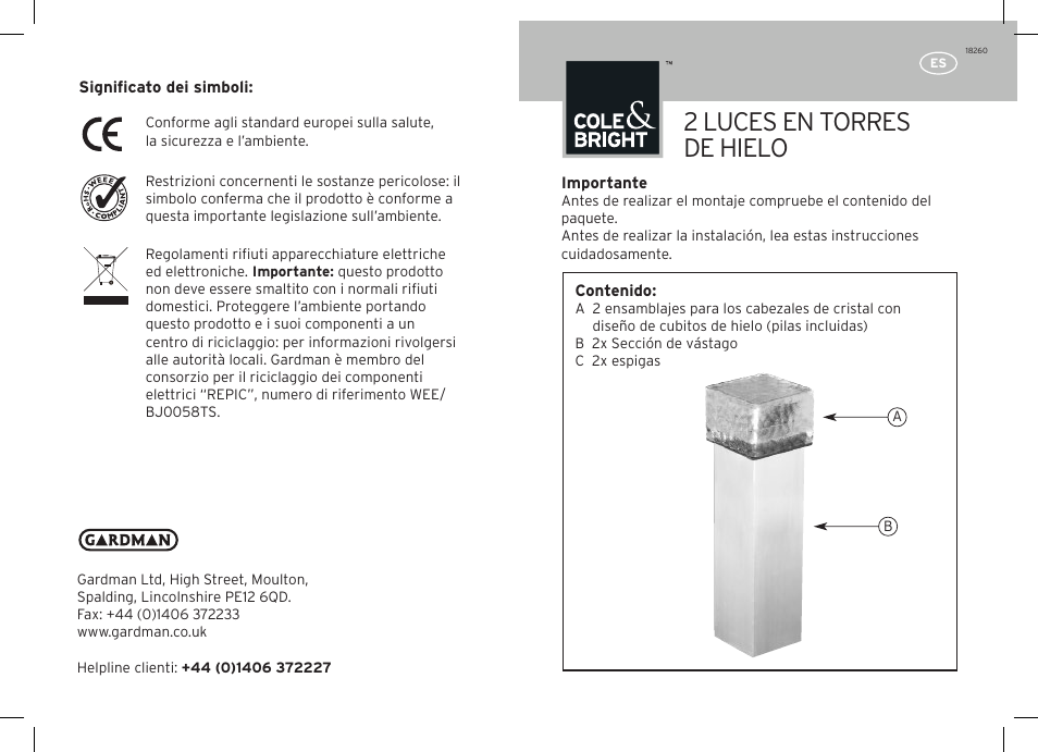 2 luces en torres de hielo | Gardman 2 Ice Tower Lights User Manual | Page 11 / 12