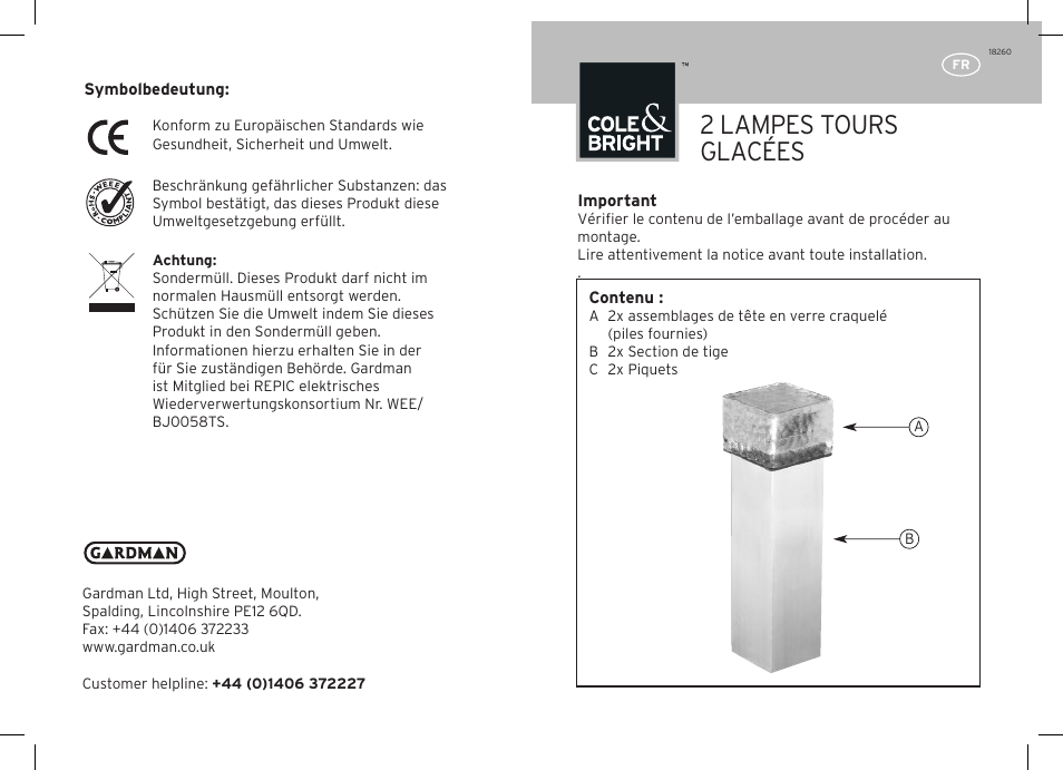 2 lampes tours glacées | Gardman 2 Ice Tower Lights User Manual | Page 5 / 12