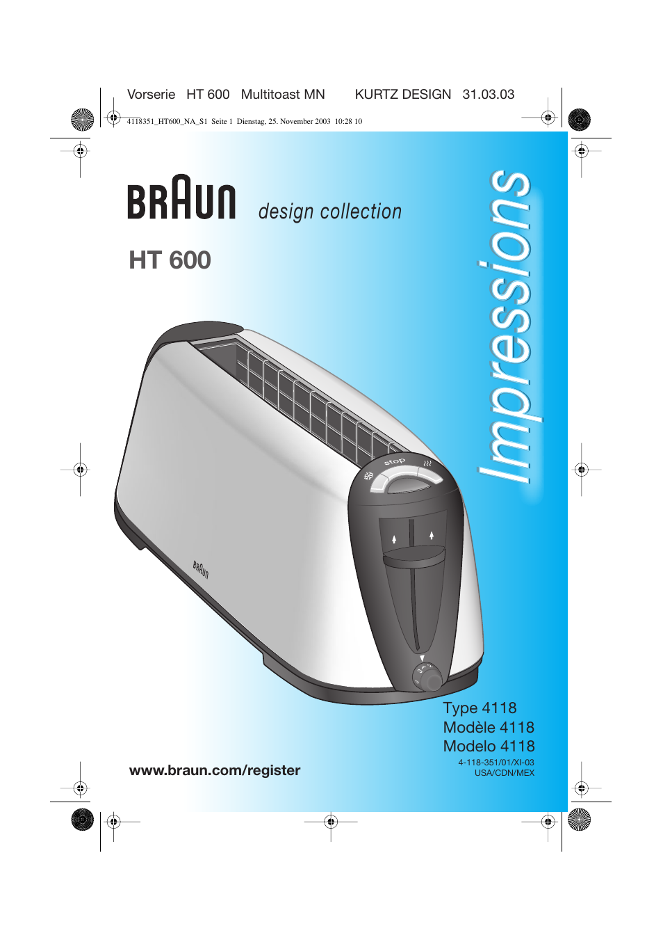 Braun 4118 User Manual | 18 pages