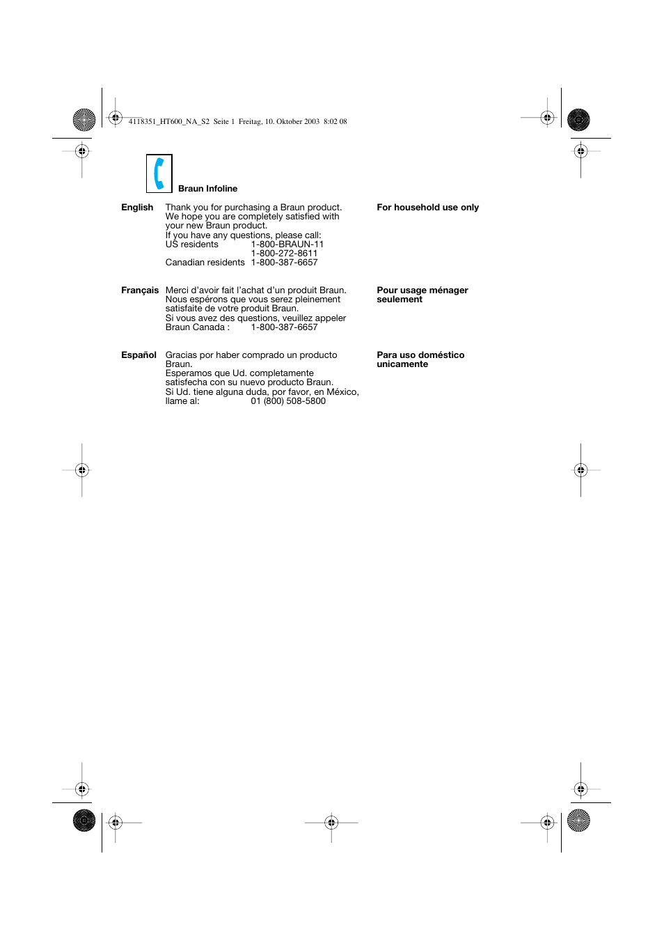 Braun 4118 User Manual | Page 2 / 18