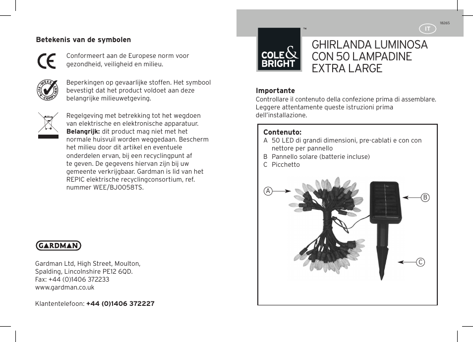 Ghirlanda luminosa con 50 lampadine extra large | Gardman 50 LED String Lights Exstra Large Bulb User Manual | Page 9 / 12