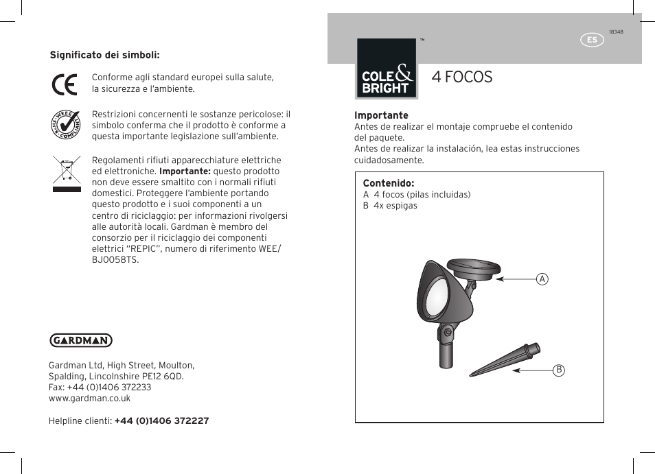 4 focos | Gardman 4 Spot Lights User Manual | Page 11 / 12