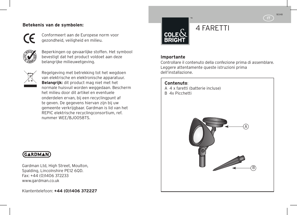 4 faretti | Gardman 4 Spot Lights User Manual | Page 9 / 12