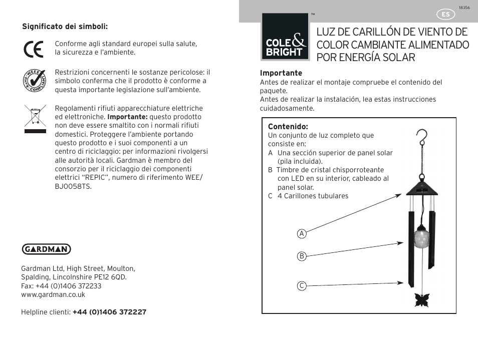 Gardman Colour Changing Windchime User Manual | Page 11 / 12