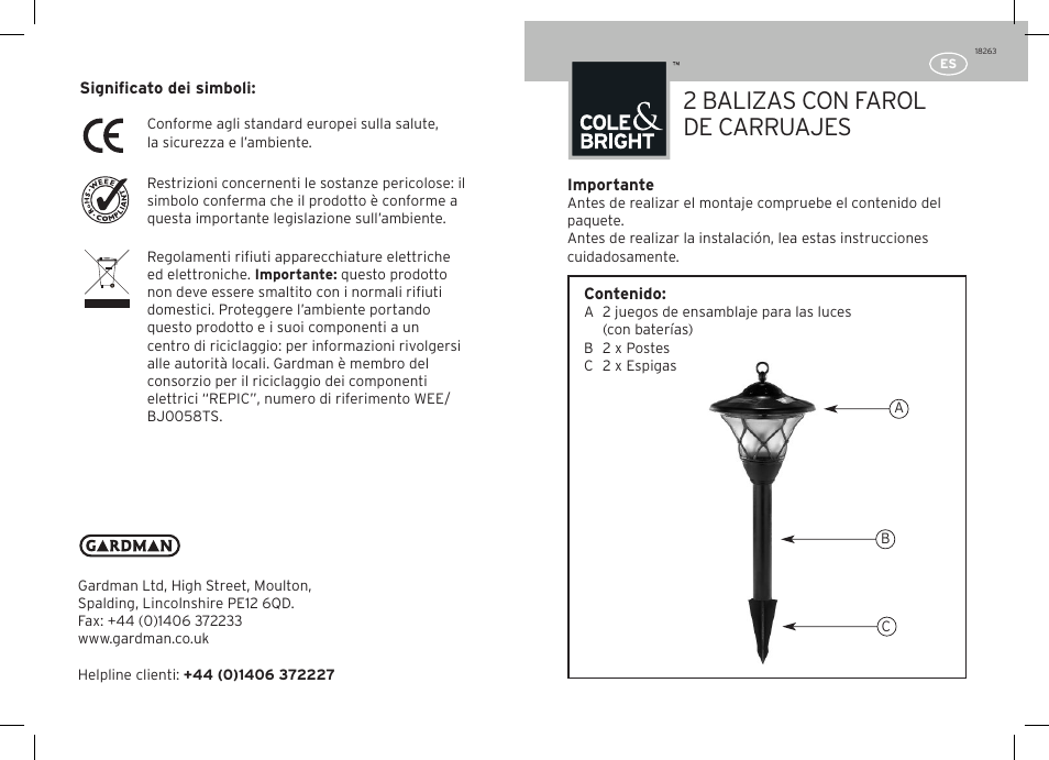 2 balizas con farol de carruajes | Gardman 2 Carriage Post Lights User Manual | Page 11 / 12