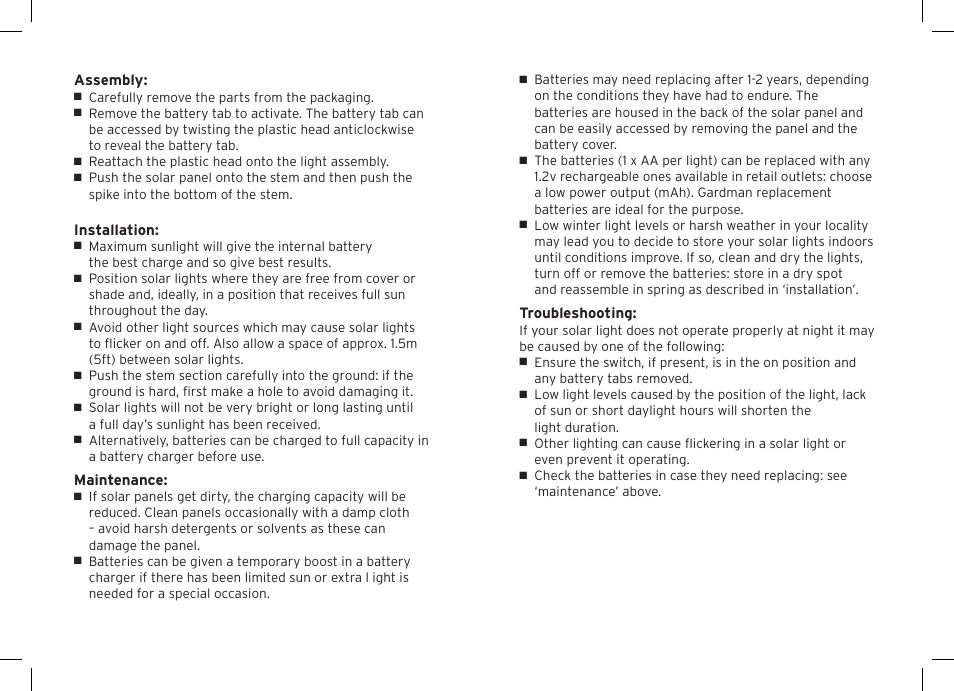 Gardman 2 Carriage Post Lights User Manual | Page 2 / 12