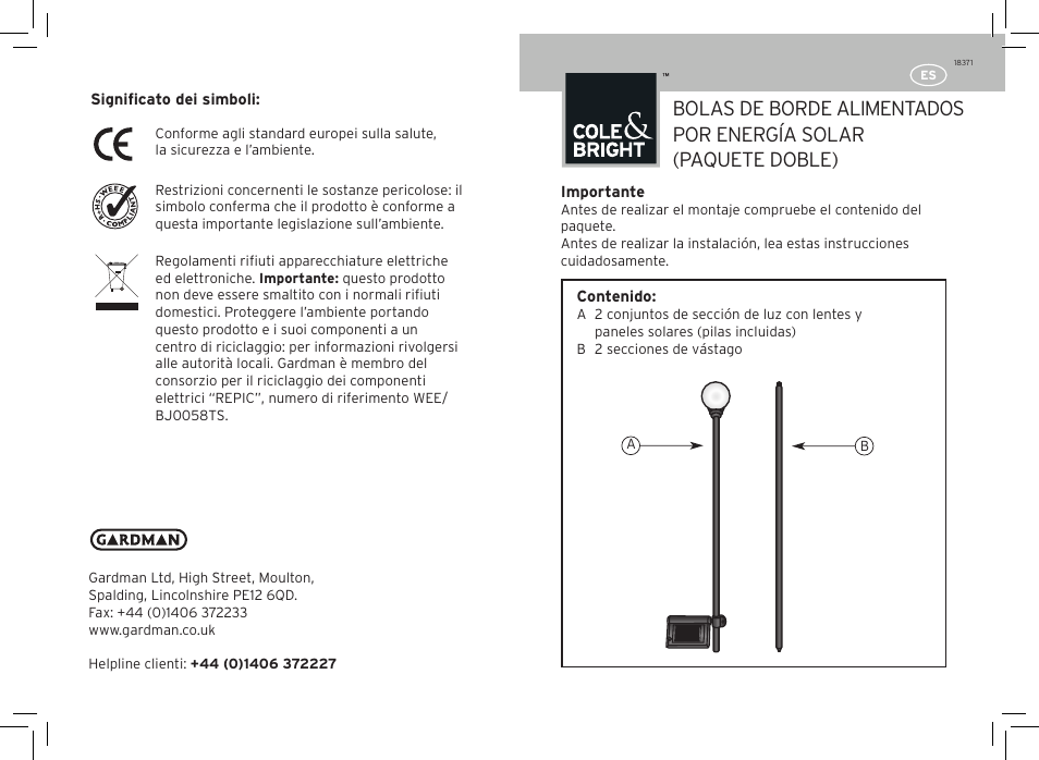 Bolas de borde alimentados por energía solar, Paquete doble) | Gardman Border Balls White User Manual | Page 11 / 12