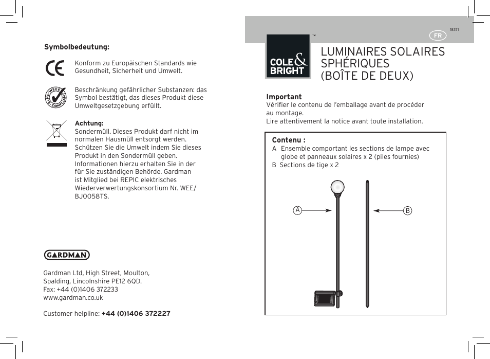 Luminaires solaires sphériques (boîte de deux) | Gardman Border Balls White User Manual | Page 5 / 12