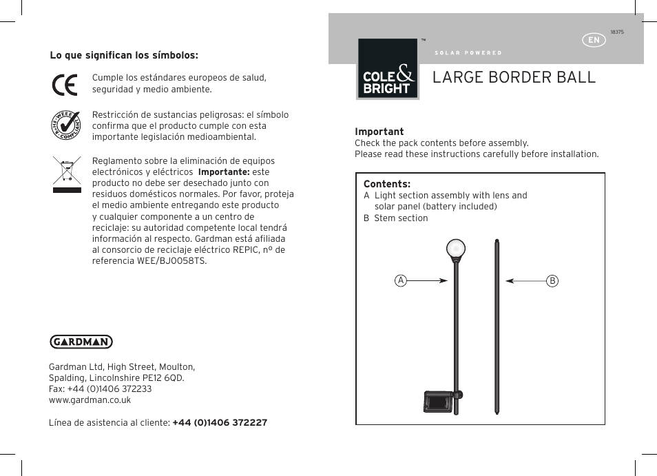 Gardman Large Border ball User Manual | 12 pages