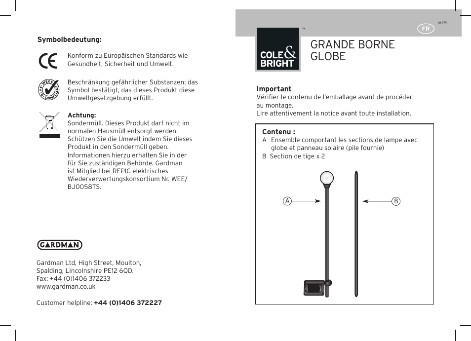 Grande borne globe | Gardman Large Border ball User Manual | Page 5 / 12