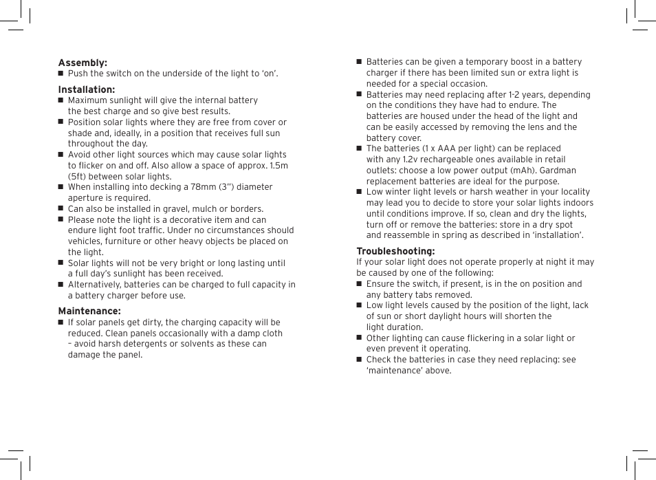 Gardman Deck Lights User Manual | Page 2 / 12