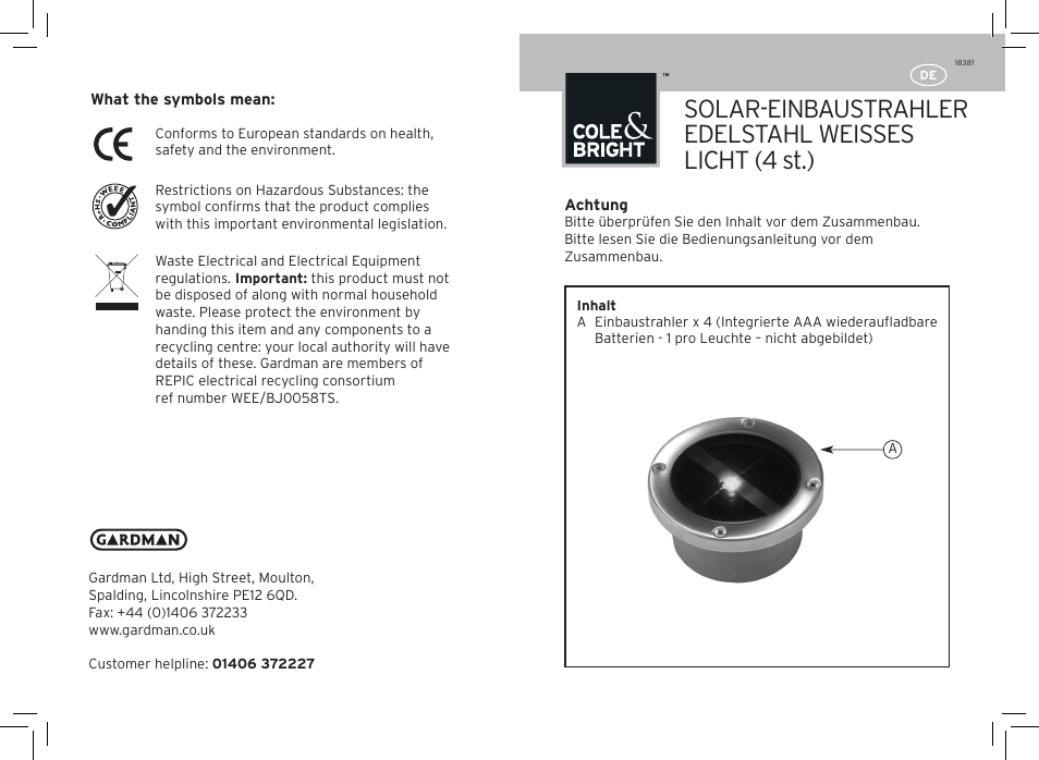 Gardman Deck Lights User Manual | Page 3 / 12