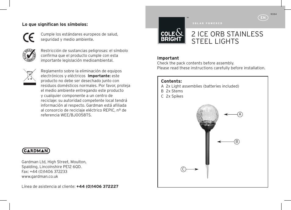 Gardman Ice Orb Stainless User Manual | 12 pages