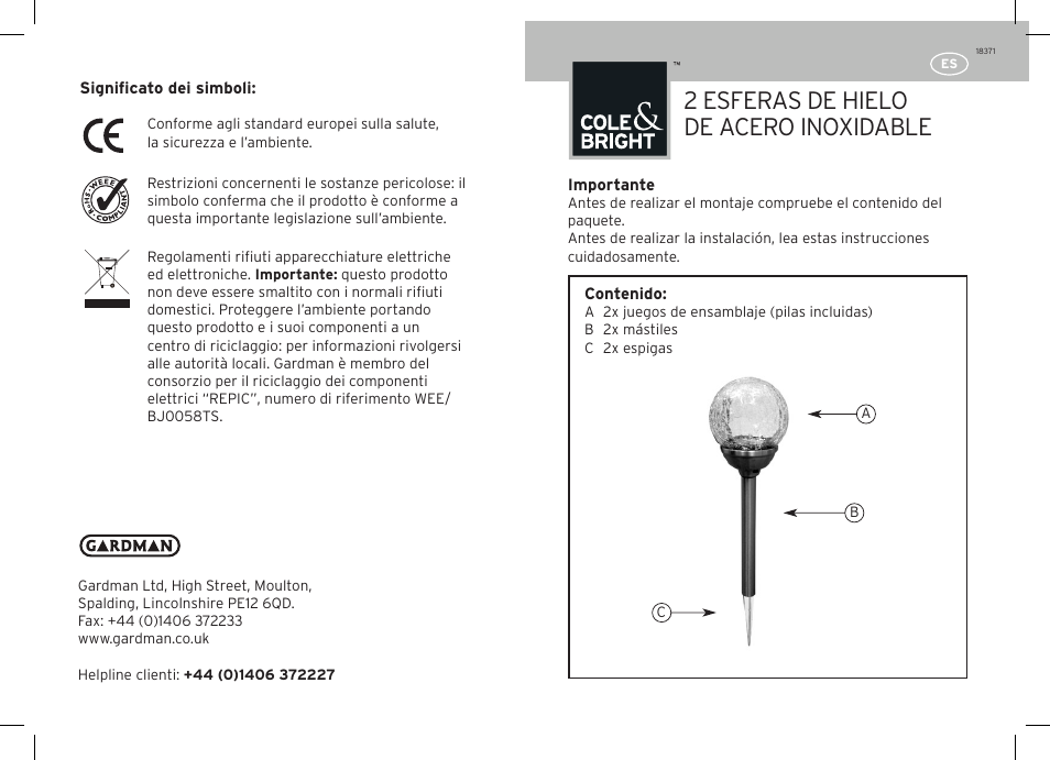 2 esferas de hielo de acero inoxidable | Gardman Ice Orb Stainless User Manual | Page 11 / 12