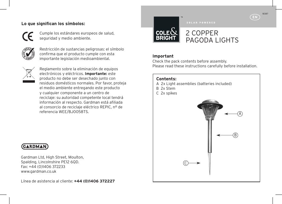 Gardman 2 Copper Pagoda User Manual | 12 pages