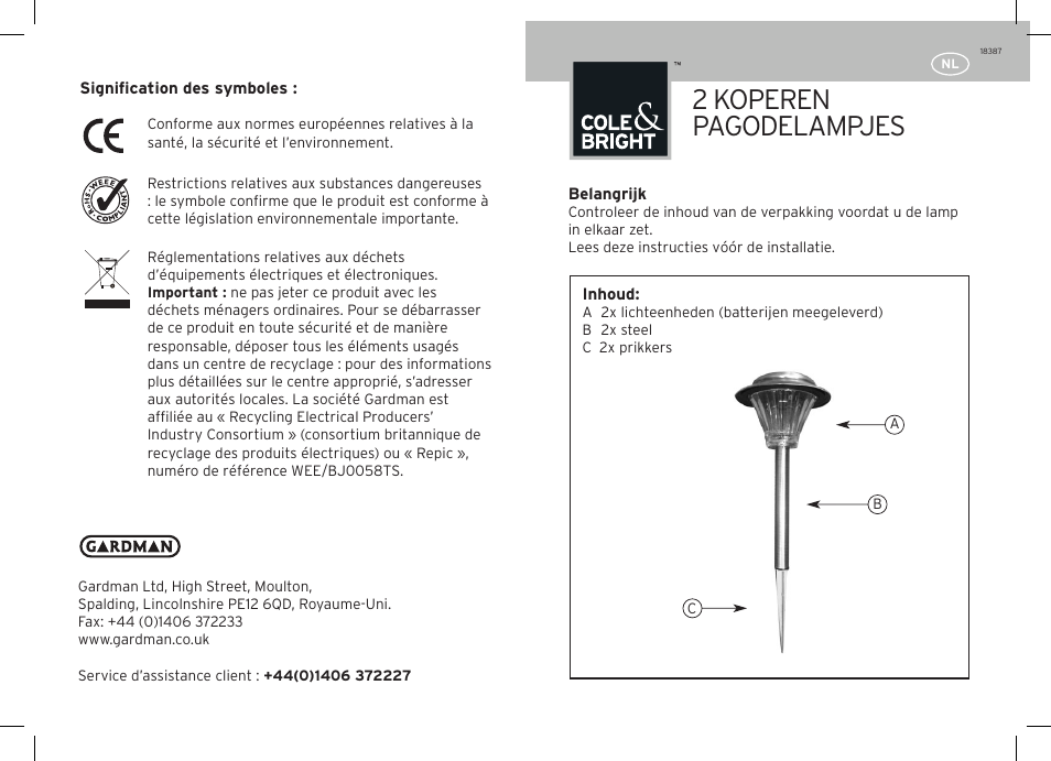 2 koperen pagodelampjes | Gardman 2 Copper Pagoda User Manual | Page 7 / 12