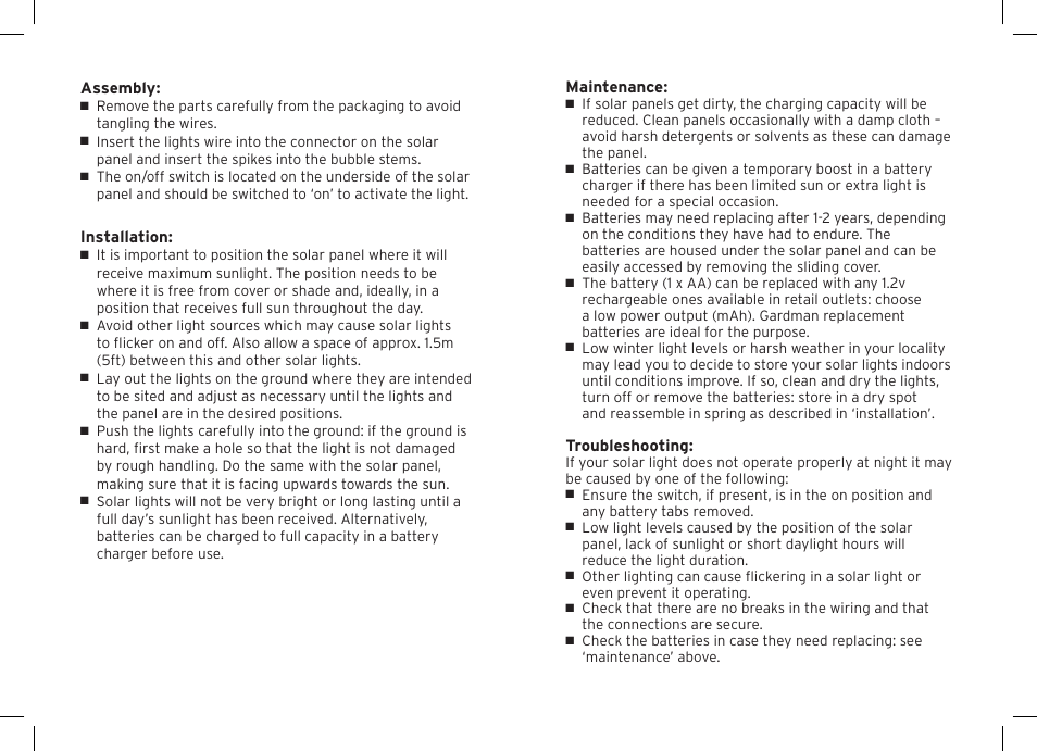 Gardman 3 Sparkling Bubble Lights User Manual | Page 2 / 12