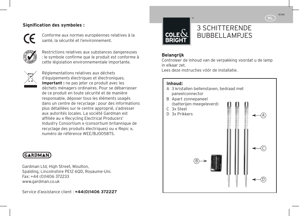 3 schitterende bubbellampjes | Gardman 3 Sparkling Bubble Lights User Manual | Page 7 / 12