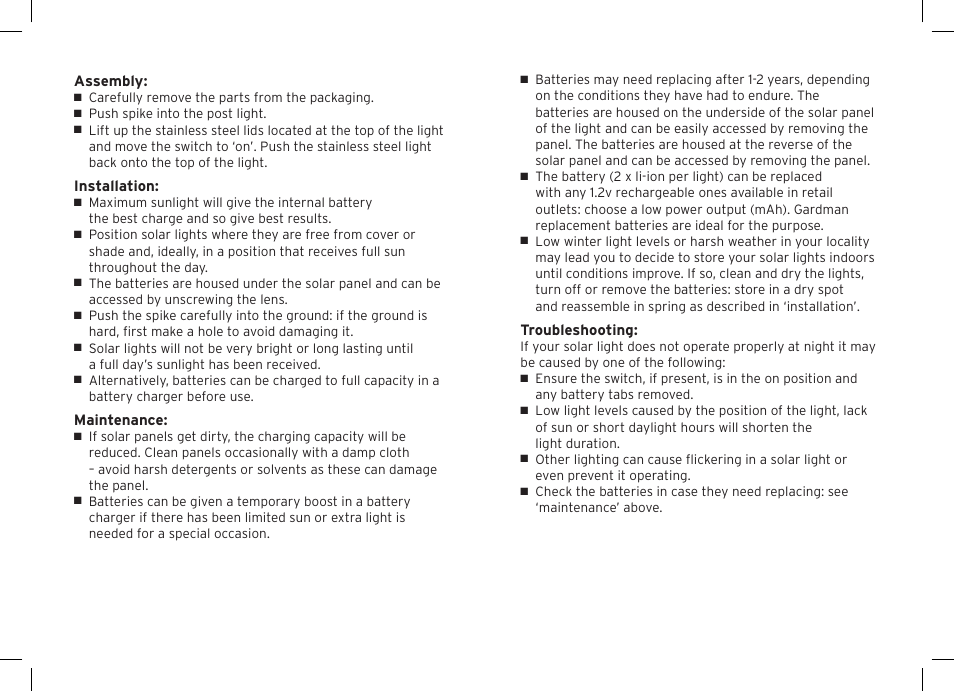 Gardman 2 Super Bright Stainless Steel Post lights User Manual | Page 2 / 12