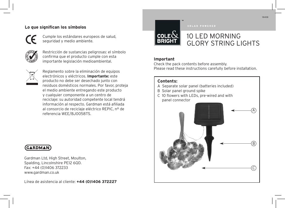 Gardman Flower Chain Morning Glory User Manual | 12 pages