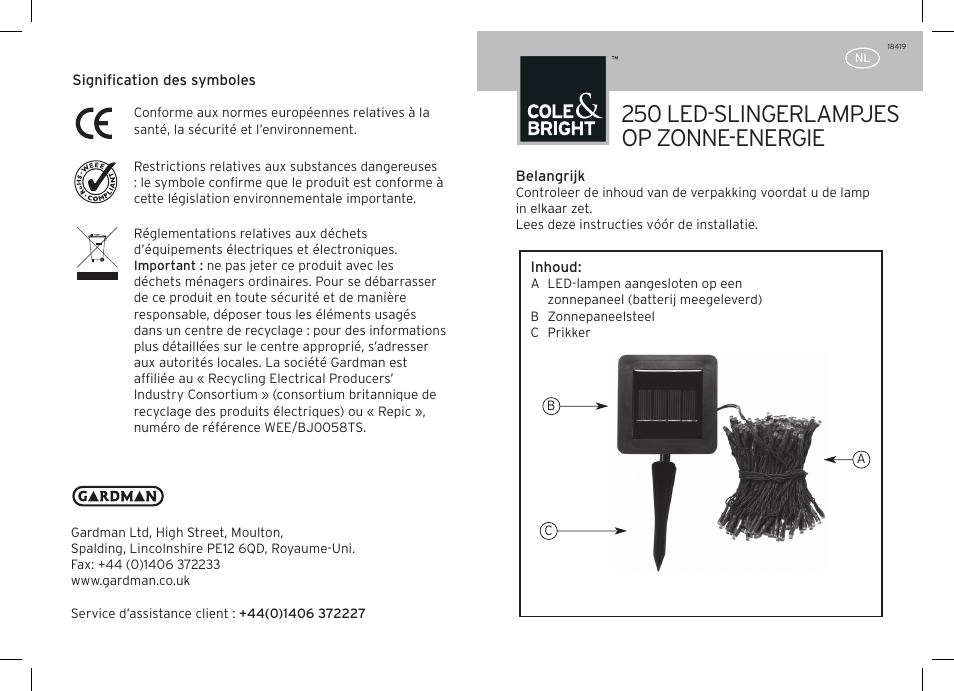 250 led-slingerlampjes op zonne-energie | Gardman 250 LED String Lights User Manual | Page 7 / 12