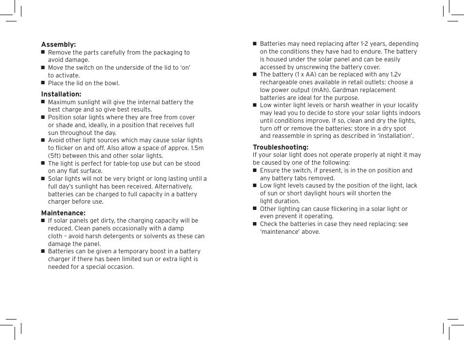 Gardman Filigree table Lights User Manual | Page 2 / 12