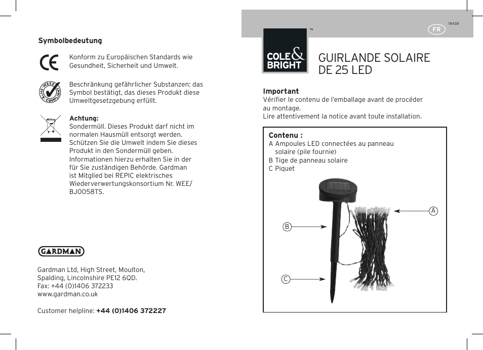 Guirlande solaire de 25 led | Gardman 25 LED String Lights User Manual | Page 5 / 12