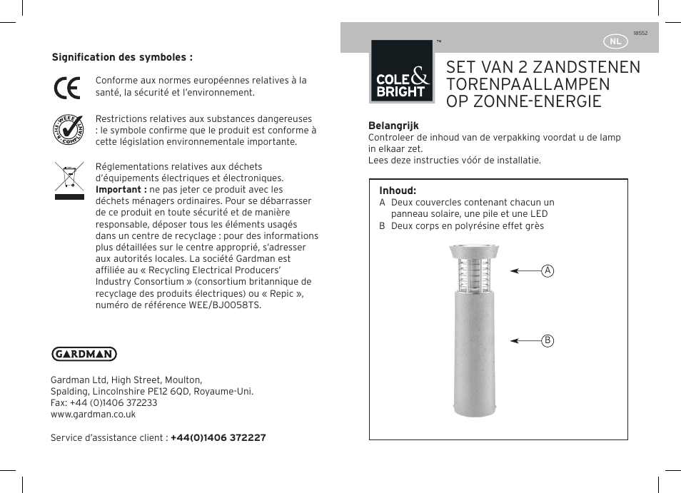 Gardman Solar Sandstone Tower Post Light User Manual | Page 7 / 12