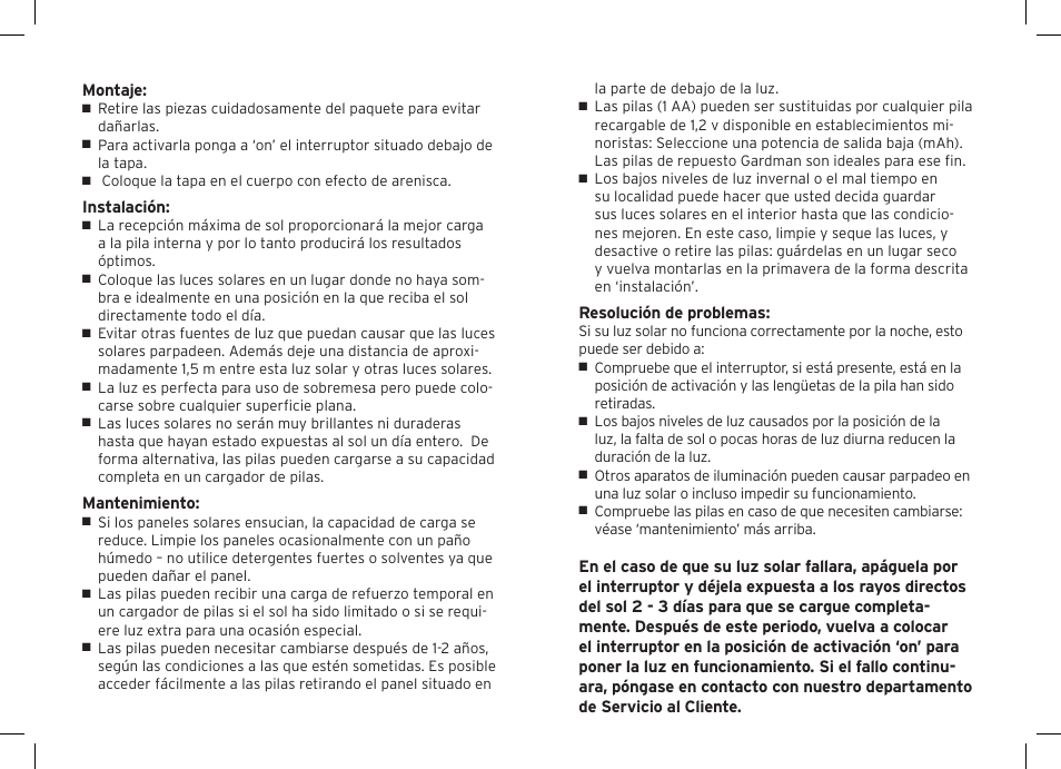 Gardman Solar Sandstone Column Table Light User Manual | Page 12 / 12