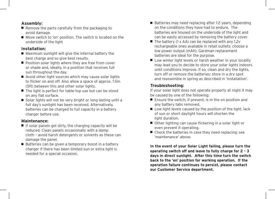 Gardman Solar Sandstone Square Path Light User Manual | Page 2 / 12