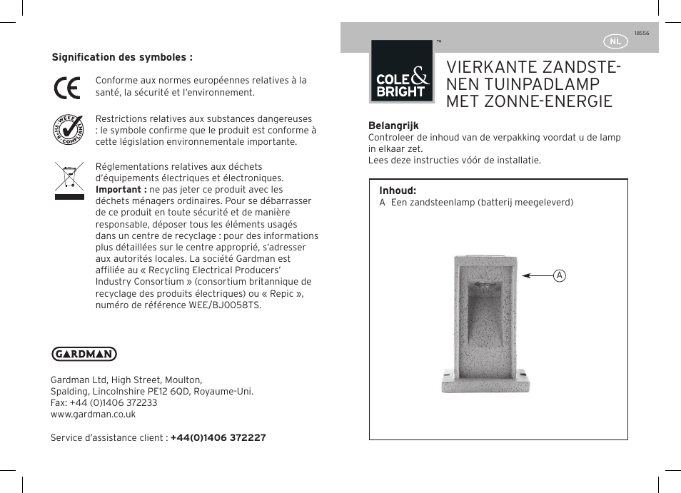 Gardman Solar Sandstone Square Path Light User Manual | Page 7 / 12