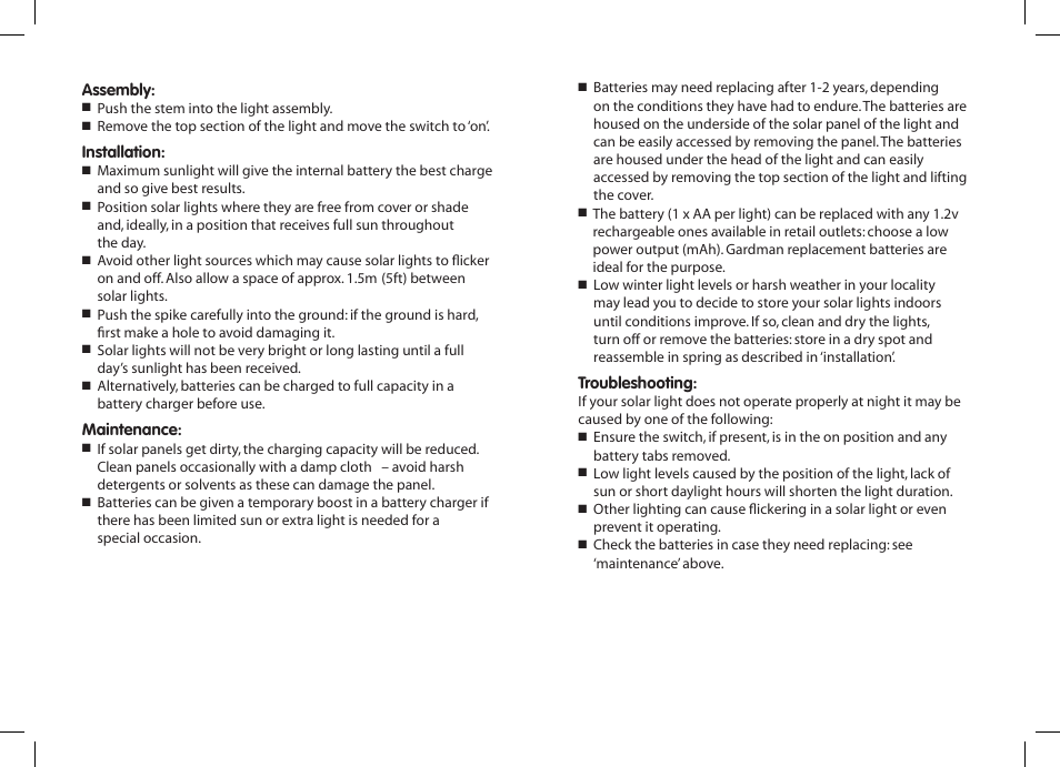 Gardman SS Post Lights User Manual | Page 2 / 12