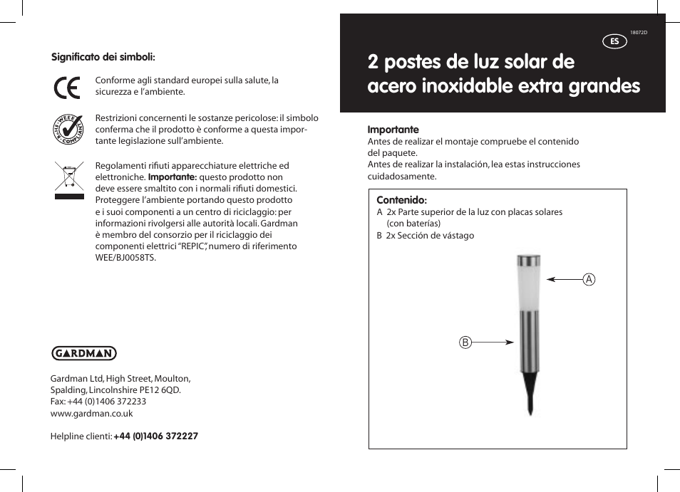 Gardman SS XL Post Lights User Manual | Page 11 / 12