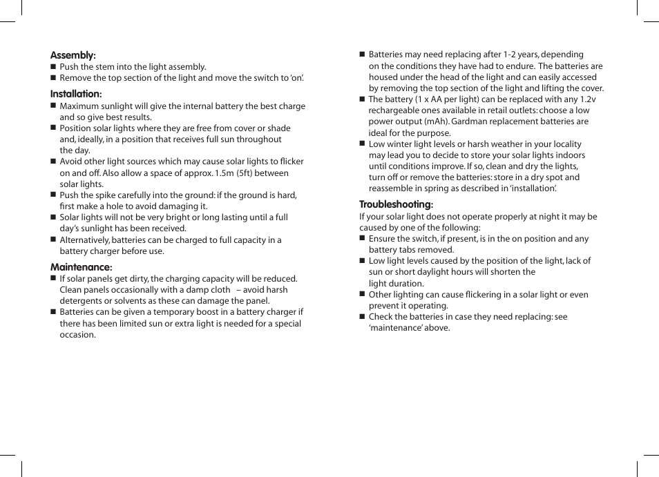 Gardman SS XL Post Lights User Manual | Page 2 / 12