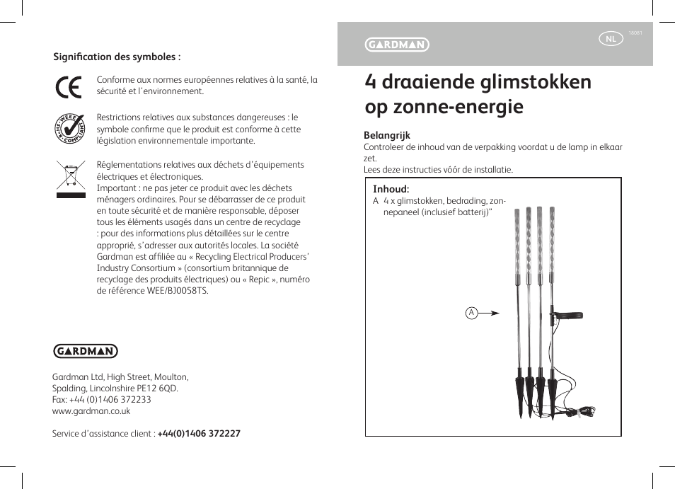 4 draaiende glimstokken op zonne-energie | Gardman Solar Twister Glowsticks User Manual | Page 7 / 12