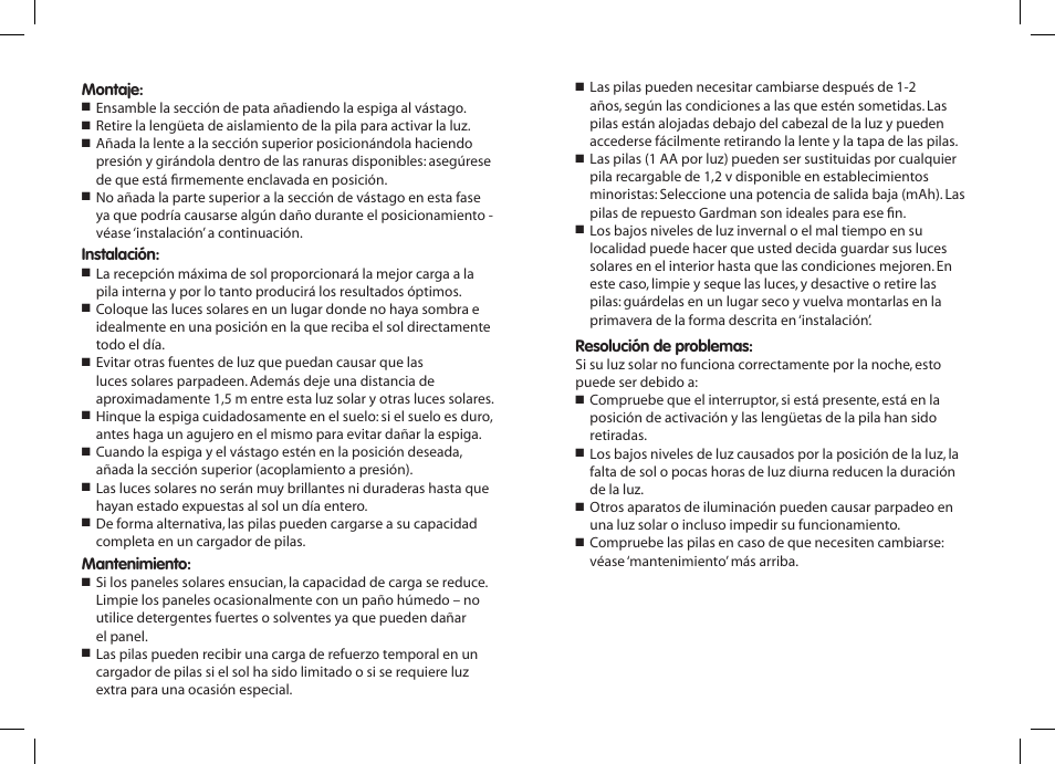 Gardman 6 Orbis SS Solar Lights User Manual | Page 12 / 12