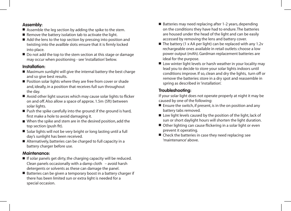 Gardman 6 Orbis SS Solar Lights User Manual | Page 2 / 12