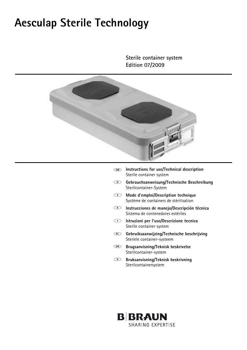 Braun Sterile Container System 9-Jul User Manual | 84 pages