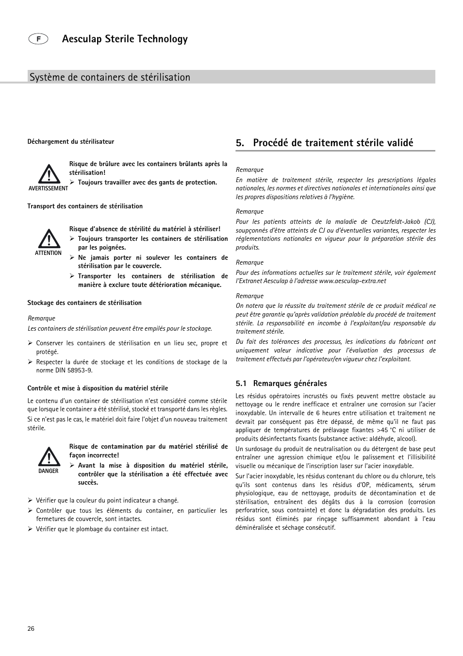 Procédé de traitement stérile validé | Braun Sterile Container System 9-Jul User Manual | Page 28 / 84