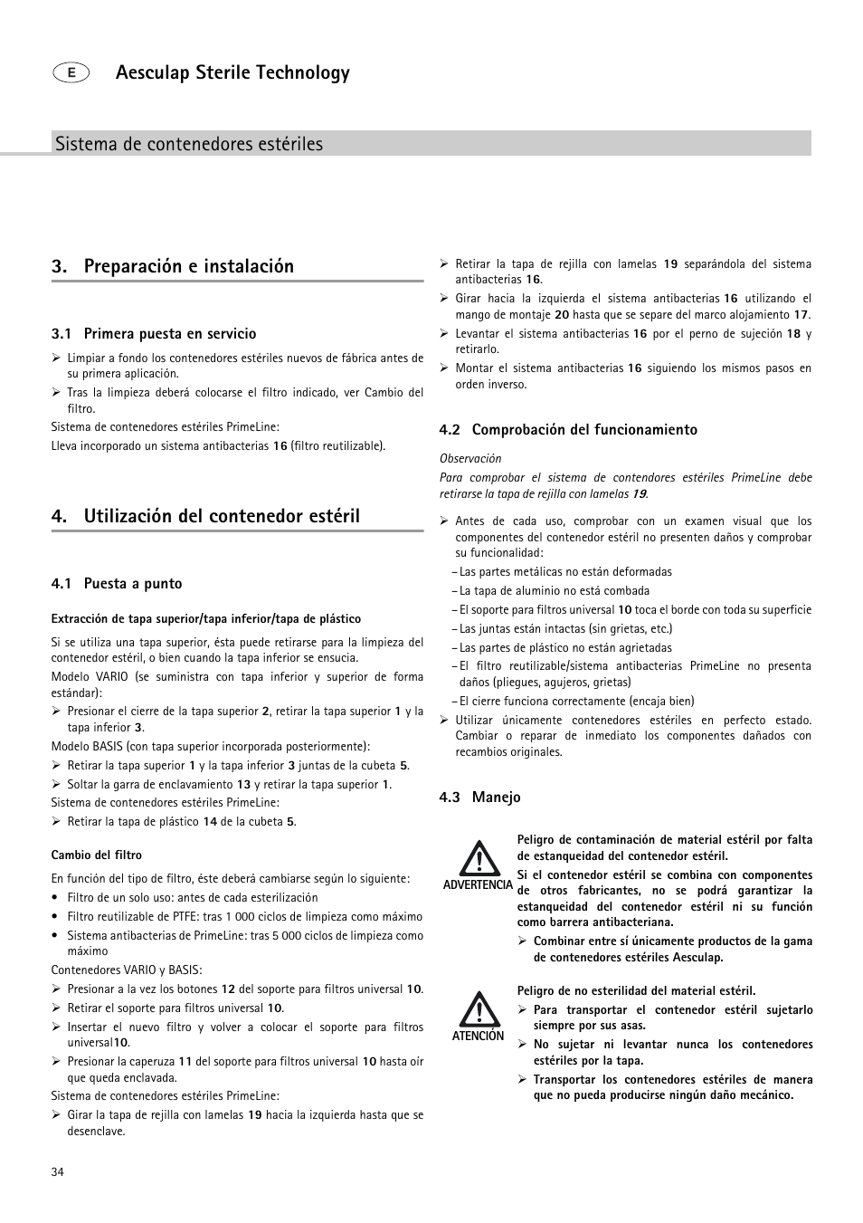 Utilización del contenedor estéril | Braun Sterile Container System 9-Jul User Manual | Page 36 / 84