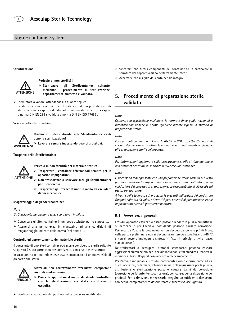 Procedimento di preparazione sterile validato | Braun Sterile Container System 9-Jul User Manual | Page 48 / 84