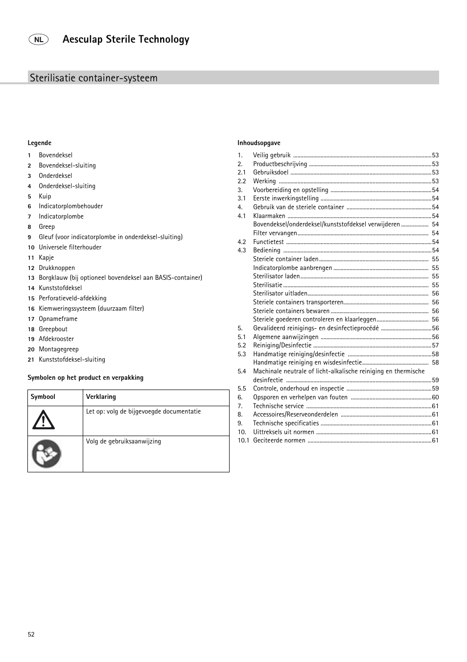 Nl - sterilisatie container-systeem | Braun Sterile Container System 9-Jul User Manual | Page 54 / 84